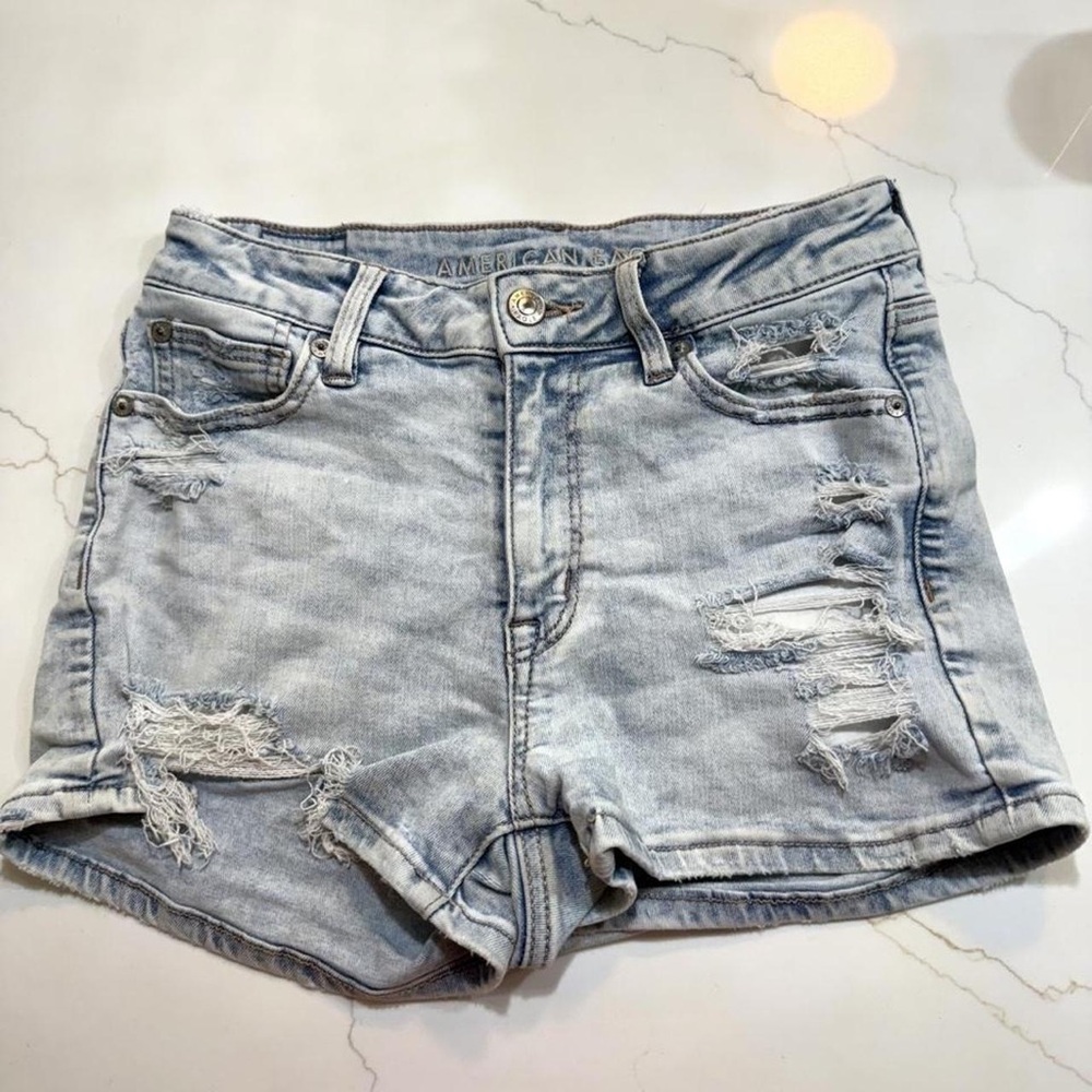 American Eagle Outfitters Light Wash Ripped Denim Shorts